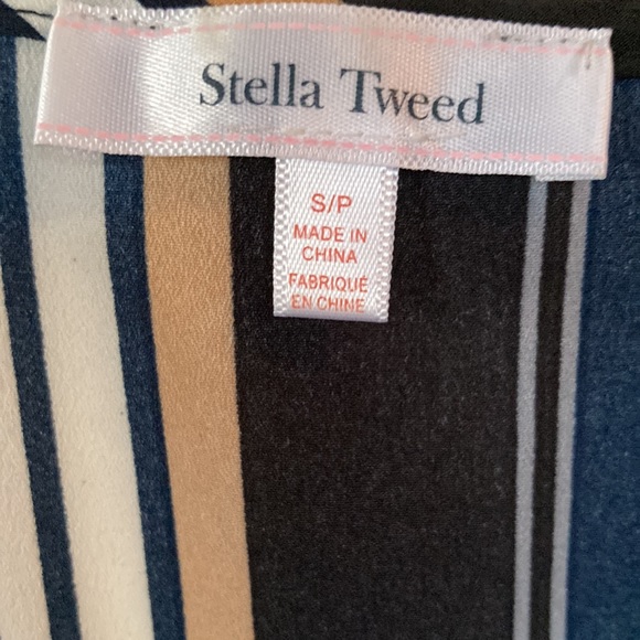 STELLA TWEED💫 Women’s Black/Yellow/White Striped Zipper-Up Long Sleeve Flowing - Picture 11 of 13